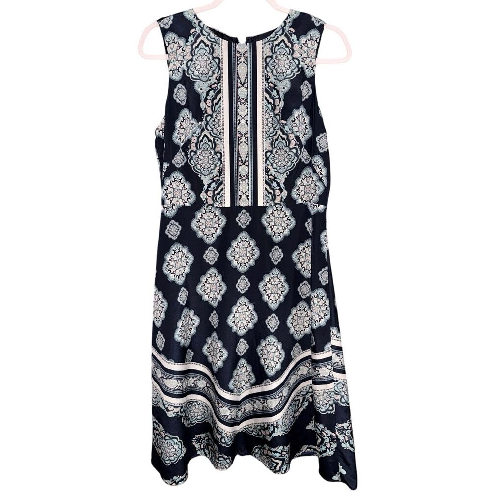 Ann Taylor LOFT Floral Blue Sleeveless ALine Classic  Womens dress 8 Formal nwot